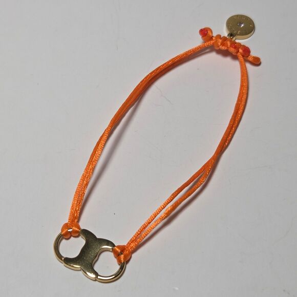 Tory Burch Embrace Ambition Nylon Cord Bracelet Orange Gold Gemini Link Charm - Picture 5 of 6